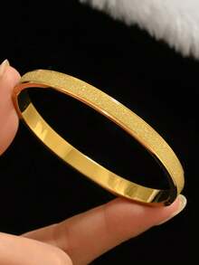 3pcs Set Stainless Steel Clover Cubic Zirconia Bangle Bracelet, Minimalist Sparkling Bracelets Suitable For Daily Wear, Fashion Jewelry Mix And Match - Yellow Gold - View 9