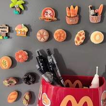 12pcs Realistic Bread Fridge Magnets, Creative Food Magnets, European Bread Magnetic Stickers, Cartoon Fridge Decor, Memo Notes, Entryway Decor, Suitable For Home, Fridge, Metal Doors, Ferrous Items, Gifts - Simulated Bread - View 3