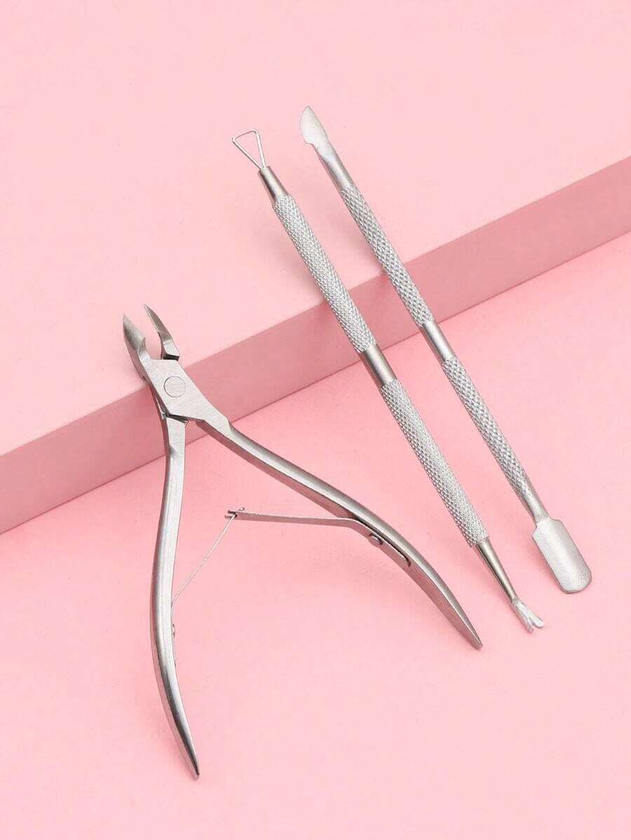Manicure Cuticle Cutter Steel Pusher 3pcs/Set,Nail Supplies,Nail Tools,Nail Art Tools,Back To School,Nails,Nail Tools For Press On Nails - Nhiều màu 2 - Xem 1
