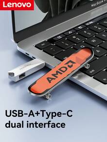 Ổ USB Flash tốc độ cao Lenovo 3.2 inch, thiết kế ván trượt độc đáo, cổng kết nối kép USB/Type-C, xoay 360 độ, dung lượng lớn 128GB, ổ USB thích hợp cho nhiều thiết bị. - Xem 4