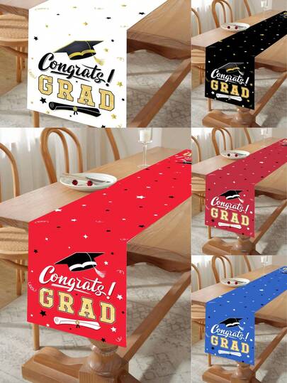 1Pc Graduation Table Runner,180*30cm Table Cover Including Red,Blue,White,Black,Burgundy,Congrats Grad Tablecloth,Class Of 2026 Graduation Celebration Decor,Graduation Home Decor,Graduation Party Supplies,Graduation Desktop Center Decoration,Table Decor,Congratulations Graduation Celebration Decoration,Graduation Gifts