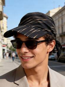 1pc Men's Printed Bandana Baseball Cap, Fashionable Headwrap Hat, Leopard Polka Dot Plaid Headscarf Cap, Suitable For Daily Street & Holiday Wear - Multicolor - View 12