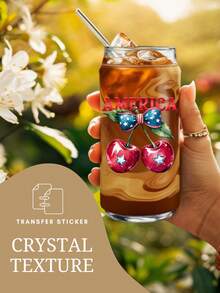 12pcs/Set 4th Of July Patriotic UV DTF Transfer Stickers (2.75x3.5 Inches), No Heat Needed, American Flag, Independence Day, Cute Bow, Raccoon, Highland Cow Patterns, Fun Red White Blue Waterproof Heat Transfer Stickers For Cups, Laptops, DIY Gifts - USA 04 - View 3