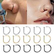 5pcs Women Men Fake Piercing Nose Ring Stainless Steel Lip Rring Fashion Punk Jewelry Clip Septum Nose Ring - Nose Ring - View 10