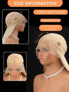 金色13*4蕾丝前假发 613 金色合成直发假发 高清透明蕾丝前假发 预先拔毛 自由分缝蕾丝前假发 耐热纤维假发 日常佩戴 音乐会 - 金色 - 查看 6