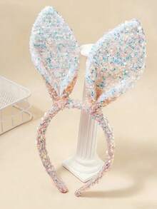 1个女孩甜美粉色亮片兔耳朵发箍，适合复活节 - 彩色 - 查看 7