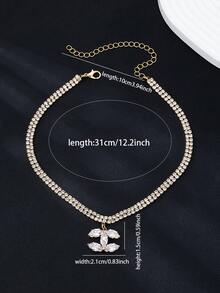 1 chiếc dây chuyền mặt dây chuyền hình mắt ngựa mạ vàng đính đá pha lê, thích hợp để đeo hàng ngày và dự tiệc. - Nhiều màu - Xem 3