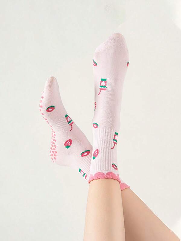 女士防滑瑜伽袜，普拉提防滑袜，防滑舒适，芭蕾舞袜，运动袜，中筒袜，女士四季通用普拉提运动硅胶防滑瑜伽袜，适合所有季节