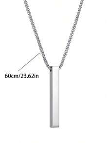 1 pièce Collier pendentif cylindrique géométrique en acier inoxydable pour homme, cadeau pour le petit ami - Multicolore - Voir 2