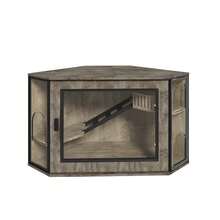 MERAX 48" Corner Cat Litter Box Enclosure, Modern Hidden Litter Box Corner Cabinet With Acrylic Door And LED Light, Cat House With Playground And Stairs, Grey - Grey - View 9