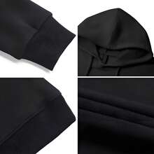 Men'S & Women's Black Hoodie With Anime Character Print, Hoodies For Men, Spring Outfits For Women, Men's Round Neck Hoodie With Anti Social Club Sad Boyz Print, Kangaroo Pocket And Drawstring, Long Sleeve, Loose And Casual, Ideal For Gifting As Men's Clothing, Single-Sided Printing - Black 4 - View 5