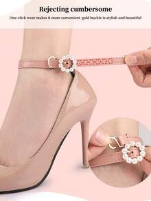 1双女士新款高跟鞋鞋带，带珍珠扣，防滑鞋带，适用于女士鞋履、高跟鞋和凉鞋 - 彩色 - 查看 5