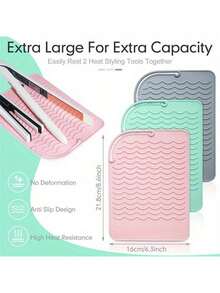 Portable Silicone Heat Resistant Mat, Suitable For Straightener, Curling Iron Insulation Pad, Non-Slip Heat Resistant Pad, Applicable For Travel Vanity, Hair Styling Tool Travel Storage Bag - Heat Pad, Straightener Pad And Curling Iron Cover - Multicolor - View 5