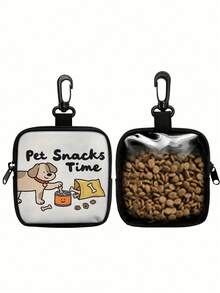 1pc Dog Pattern Treat Bag With Hook And Zipper - Pet Training Set, Suitable For Puppy Training, Dog Food Storage And Outdoor Walking, Durable Polyester Material, Cute Dog Pattern, Perfect For Dog Owners, Small Dog Pet Training Walking Bag, Vivid Dog Design, Reliable And Durable - Multicolor - View 5
