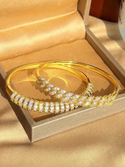 18K Gold Plated Stainless Steel Elegant And Sparkling Women's Bracelet Suitable For Daily Wear, Party Accessories, Birthday And Anniversary Gifts Halloween Christmas Thanksgiving Boho Jewelry Daily Party Summer Jewelry Mom Gift, Back To School Gift Birthday Wedding Gift