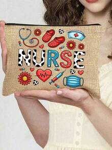 Nurse Print Makeup Bag, 7 Colors Cute Nursing Storage Pouch With Zipper, Portable Medical Themed Toiletry Organizer For Cosmetics, Brushes & Nursing Essentials, Ideal For Nurses, Nursing Students, Doctors & Medical Staff, Perfect For Nurse Week, Birthdays, Work, Travel & Appreciation Gifting, Versatile As Cosmetic Case, Pencil Bag & Healthcare Worker Gift Medicine Bag First Aid Bag Medicine Organizer Pill Case Pill Box Pill Organiser Pill Container For Home For Outdoor Cruise Essentials Travel Essential - Multicolor - View 12