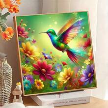 1件套DIY蜂鸟花卉5D钻石画套装，尺寸可选：[30*30厘米/11.8*11.8英寸] [40*40厘米/15.7*15.7英寸]，适合成人初学者DIY马赛克钻石画，全钻手工爱好，可作客厅、卧室、办公室墙面装饰，也可作为送给家人和朋友的惊喜礼物，无框。 - 無框 - 查看 10
