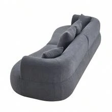 Sofá Seccional Curvo Moderno, Sofá de Espuma de 122'' con Forma de Arco para 4 Personas, Comprimido en Caja, Sofá Cloud Sin Estructura con Asientos Extra Profundos y Anchos, Cómodo - Blanco + Espuma + Resorte - Ver 4