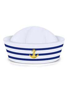 水手帽套裝 萬聖節 海軍船長角色扮演 游艇派對帽 舞台表演 Cosplay 夏季海灘 - 白色 - 查看 3