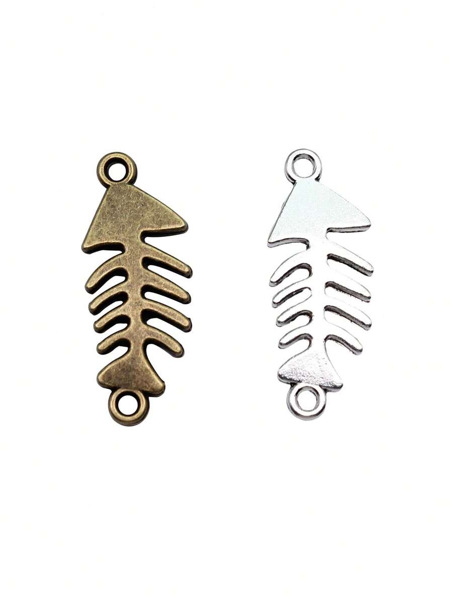 10 Stück 31x12mm Fischgräten-Verbindungselemente als Charms für DIY Armband, Halskette, Schmuckherstellung, Handwerkskunst - Fischgrätenverbinder - Übersicht 1