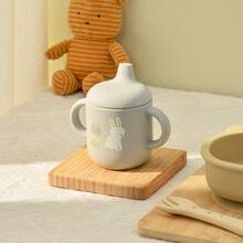 1个婴儿水杯，双把手设计，180毫升硅胶饮水训练杯，适合婴幼儿，彩虹图案，粉色杯身，可手洗和机洗 - 彩色 - 查看 4