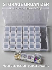 1pc Detachable Jewelry Storage Box, 28/56 Slots With Cover, Small Items Organizer Box For Diamond Painting, Tools, Nail Art Supplies, Transparent Jewelry Display Box, Multi-Functional Jewelry Organizer, Suitable For Earrings, Necklaces, Rings, Beads Storage, Gift For Girlfriend, Valentine's Day, Mother's Day, Women, Christmas, Thanksgiving, New Year - Multicolor - View 4