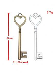 2pcs 22x82mm Big Heart Key Charms Pendant For DIY Jewelry Making Necklace Keychain Phone Chain Bracelet Making Accessories Handmade Craft Making Findings - Key - View 2