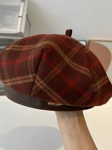 Mũ nồi kẻ caro kiểu retro dành cho nữ, mũ nghệ sĩ hình bát giác kiểu Anh, mũ thời trang thường ngày tôn dáng. - Nhiều màu - Xem 8
