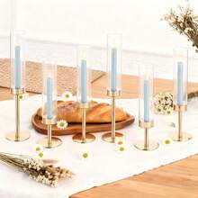 Chân nến hình bão, chân nến chống gió với chao đèn thủy tinh, thích hợp để trang trí bàn làm việc, tiệc tùng, vật trang trí trung tâm bàn ăn đám cưới. - 6Pcs - Xem 3