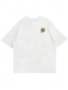 Men's Casual Short-Sleeved Crew Neck T-Shirt With Slogan And Letter Print, Suitable For Beach Vacations And Everyday Wear, Summer - 紅白色 - 查看 7