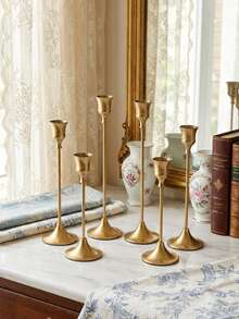 Suportes de Vela Cônica Dourados de Latão - Suportes de Vela e Acessórios Premium, Peças Centrais Decorativas Vintage-Modernas. Perfeito para Decorações de Mesa, Celebrações de Natal, Festas de Casamento, Chás de Panela, Decoração de Jardim ao Ar Livre, Cerimônias, Recepções de Casamento e Peças Centrais de Mesa. - Multicolorido - Visão 13