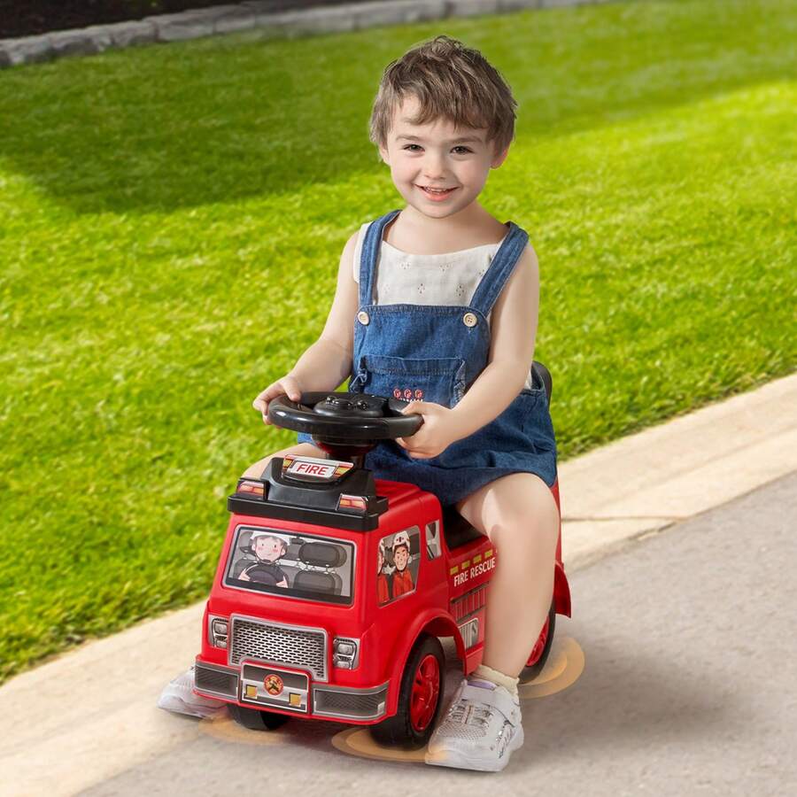 Kids Push Ride-Ons - Modell Mit Rückenlehne, Feuerwehrauto - View 1