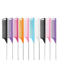 10/5 Professional Pointed-Tail Comb/Split Comb/Slit Comb/Stainless Steel Pointed-Tail Comb/Anti-Static Hair Comb: Multi-Functional Combs, Suitable For Ordinary Hair Types, Can Comb Knotted Hair And Create Candy-Colored Hairstyles. It Is An Ideal Choice For Hairdressers, Salons And Home Use. Hair Combs, Hairdressing Tools, Suitable For Barber Shops, Beauty Salons, Back-To-School Season - Multicolor - View 9