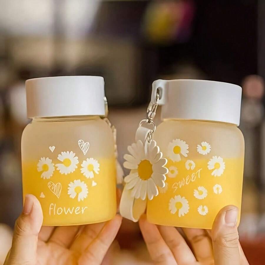 1个小雏菊水杯，可爱卡通水杯 - 防漏防摔，便携旅行杯，材质密封设计，可机洗，完美的生日礼物