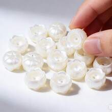 14/18/24mm Acrylic Beige Lily Flower Beads, Hole Beads For Jewelry DIY Handmade Necklace Bracelet Craft Supplies - DIY - View 2