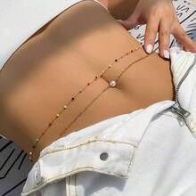 European And American Style Waist Chain, Sexy Versatile Body Chain, Beach Party Music Festival Accessory, Metal Chain Decor Waist Belt - Gold - View 3