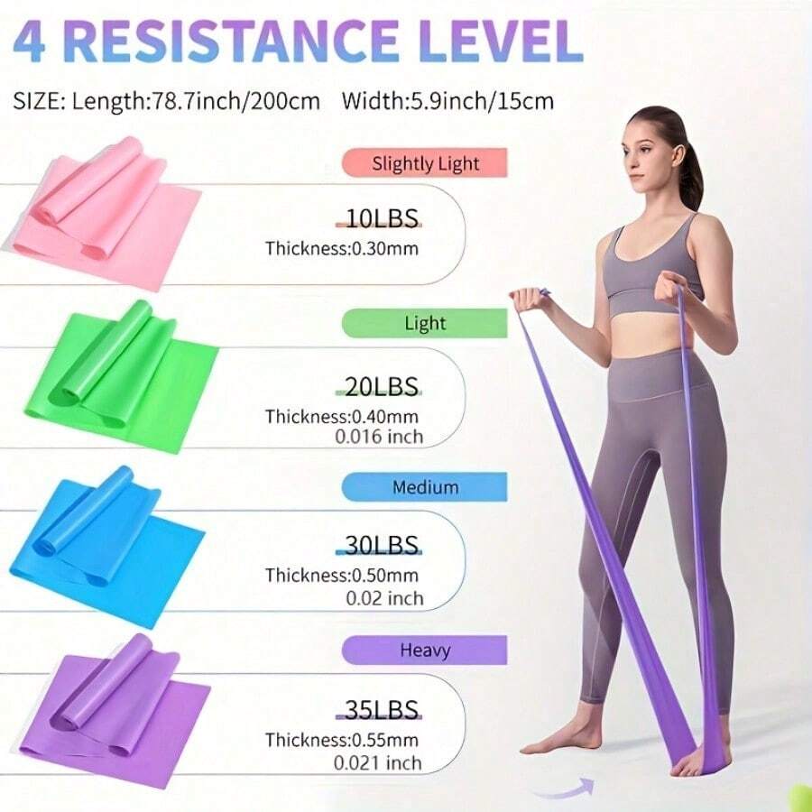 Elastic Resistance Bands, PVC Material, Suitable For Yoga, Squats, Glute Training, Fitness Exercises, Fits All Body Types (1500*150*0.35mm) - Multicolor - View 1