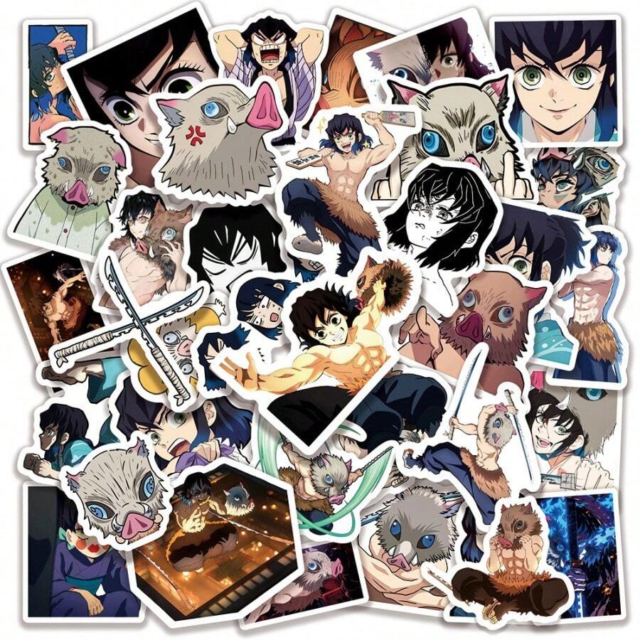50pcs Inosuke Stickers, Waterproof Mixed Kimetsu No Yaiba Infinity Castle Stickers For DIY Notebook, Guitar, Luggage, Kimetsu No Yaiba Fans Gift - Multicolor - View 1