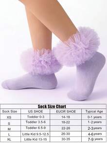 1 Đôi tất công chúa ren nhún cho bé gái, tất xếp ly mềm mại - Màu tím hoa cà - Xem 4