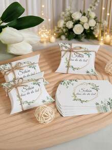 Hộp quà cảm ơn tùy chỉnh, hộp kẹo tiệc với dây gai dầu, quà tặng tiệc cưới, họa tiết hình học và lá bạch đàn, thích hợp cho lễ rửa tội, lễ rước lễ, lễ xác nhận, các buổi lễ kỷ niệm, quà tặng khách mời. - Nhiều màu - Xem 5