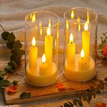 1pc LED Candle Light Set, Indoor/Outdoor Tabletop Atmosphere Lamp, Battery Powered (Batteries Not Included), Flickering Flame Night Light, Suitable For Home, Bedroom, Proposal, Christmas, Halloween, Party, Camping Decor - Candle - View 1