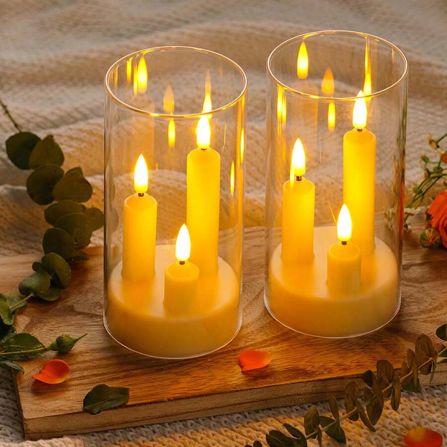 1pc LED Candle Light Set, Indoor/Outdoor Tabletop Atmosphere Lamp, Battery Powered (Batteries Not Included), Flickering Flame Night Light, Suitable For Home, Bedroom, Proposal, Christmas, Halloween, Party, Camping Decor - Candle - View 1