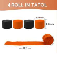 4 rollos de papel crepé naranja Balck Streamers Perfecto para decoración de fiestas bodas cumpleaños decoración de colores y suministros de manualidades 1.8 pulgadas x 82 pies/ rollo - Naranja Balck1519 - Ver 5