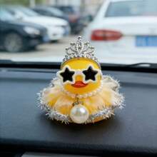 1件婚慶季白色洋裝五角星時尚眼鏡鴨子飾品，適合汽車與室內裝飾，適用儀表板與後視鏡，防滑設計，送給朋友的趣味創意禮物，節日禮品 - A - 查看 3