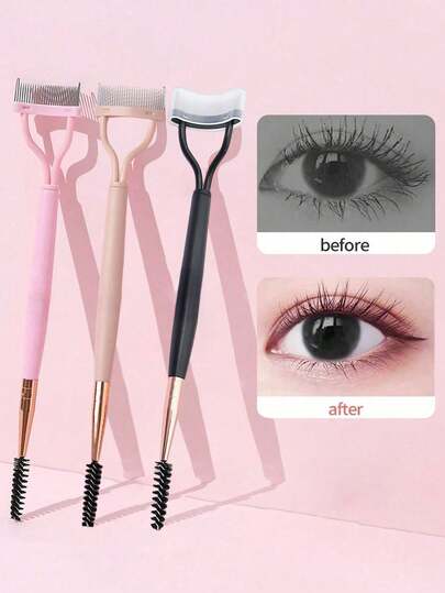 1pc Eyelash Separator Tool, Eyelash Brush, Eyelash Comb - Pink/Black/Apricot