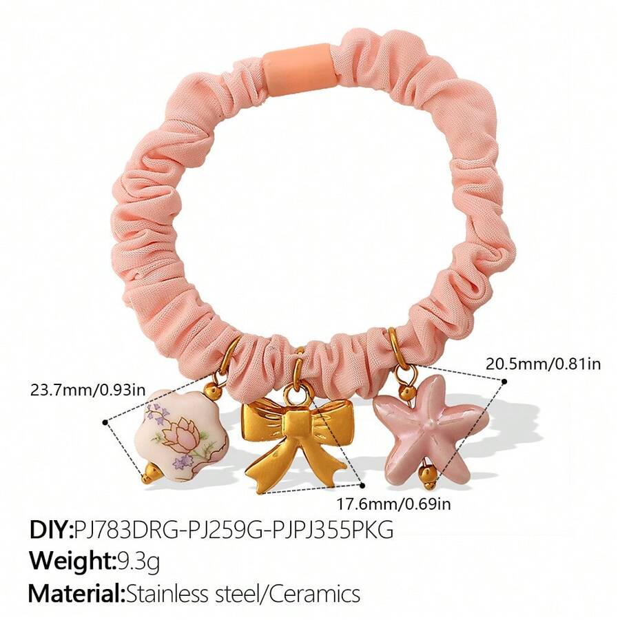 QASW European And American Cross-Border Color Small Pleated Hair Ring Exquisite High-End DIY Pendant Decoration Girl's Heart Hair Rope - FQ01OE-PJ783DRG-PJ259G-PJPJ355PKG - Xem 1
