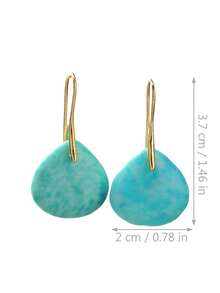Elegant Natural Stone Earrings, Fashionable Macaron Blue Eardrops, Delicate 18K Gold Plated Jewelry - Multicolor - View 7