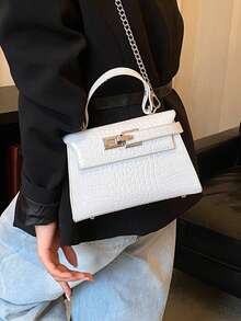 Niche High-End Elegant Crocodile Grain Handbag, New Spring/Summer Luxury Fashion Versatile Shoulder & Crossbody Bag - White - View 5