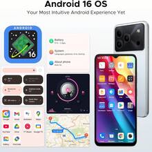 DOOGEE Note 56 Android 16 智慧型手機 無合約，6150mAh 電池，8.45mm 超薄 + 6.56" HD + 90Hz 平價手機，八核心，24 GB + 64 GB，4G 雙卡解鎖手機，臉部辨識/GPS/OTG - 自然色 - 查看 6