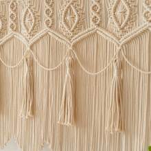 1 件套手工编织壁挂，波西米亚风叶子流苏窗帘，手工编织帘幔，手工编织蕾丝短帘隔断墙挂毯背景 - 不含木杆 - 白色 - 查看 11